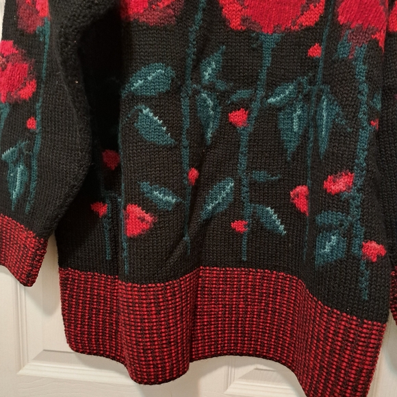 Laura Ashley Floral Knit Sweater with Red Roses - Picture 3 of 5